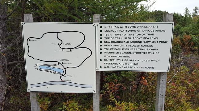 Top of Twillingate trail information sign. 
